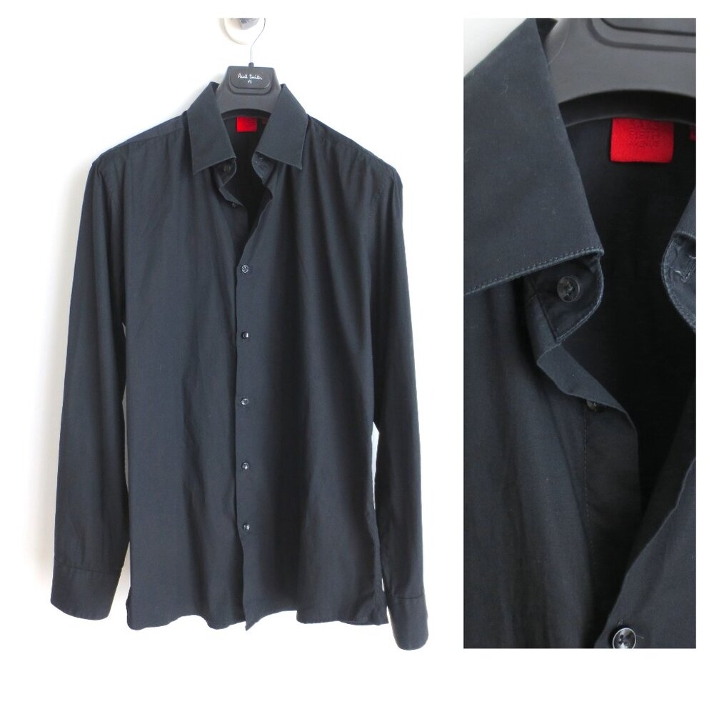 SAKS FIFTH AVENUE MEN'S BUTTON DOWN SHIRT BLACK Sz-L